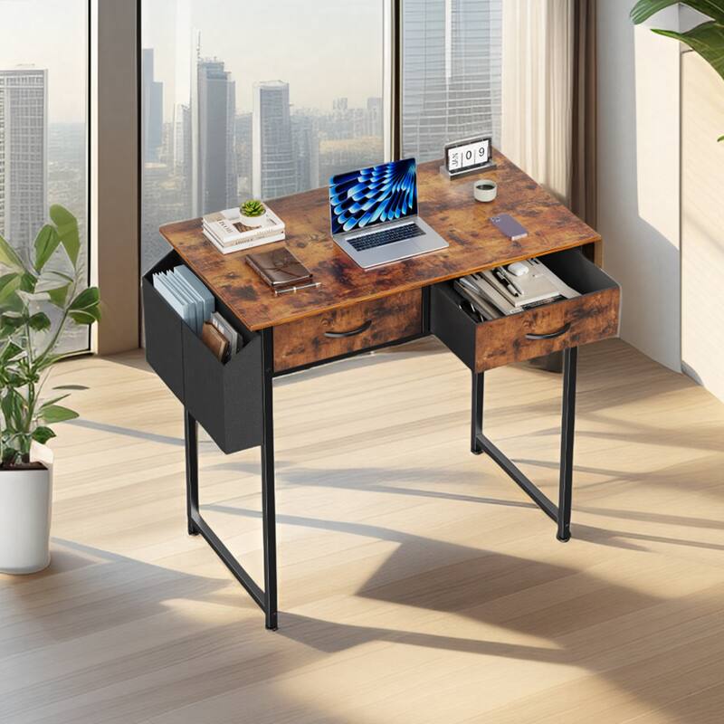 Computer Desk - Features Storage, Fabric Bag, Headphone Hook