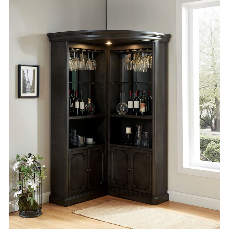 Groenlo Transitional Grey Wood Multi-Storage Curio Cabinet with Molded Details by Copper Grove