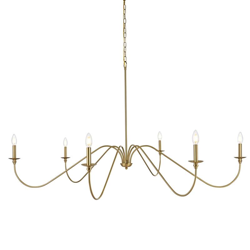 Elegant Lighting LD5056D60 Rohan 6 Light 60" Wide Taper Candle Style - Satin Gold