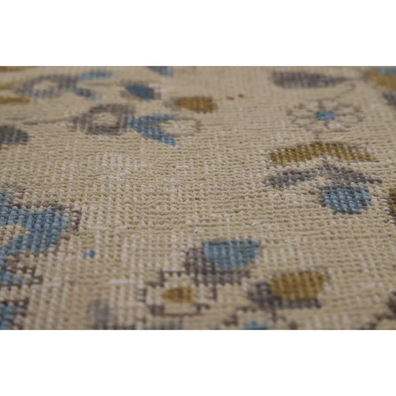 Tabriz Persian Area Rug Handmade Beige Wool Carpet - 6'7"x 9'8"