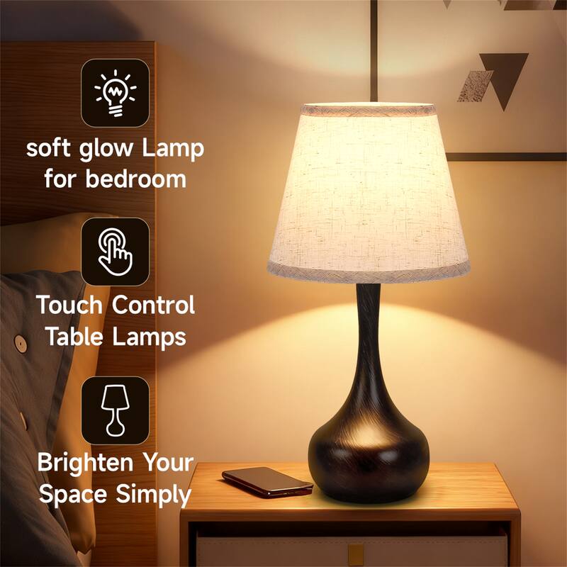 Set of 2 Touch Control Bedside Lamps (Bulbs Included)