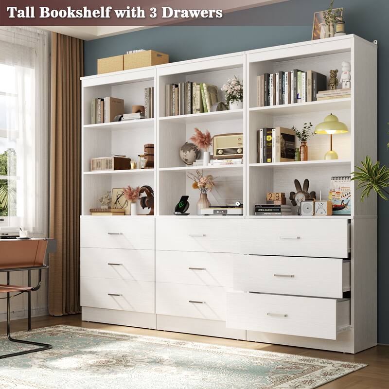 23.6" W Closet System with 3 Wooden Drawers and Storage Shelves, 2FT Sturdy Walk-in Organizer Storage Unit