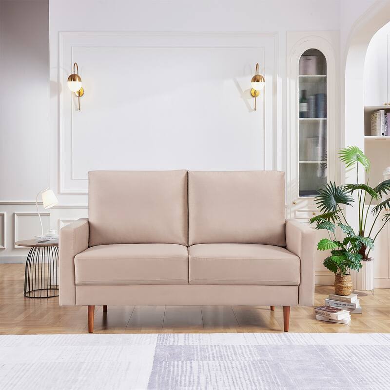 57 Inch Wide Upholstered Loveseat with Square Arms - N/A