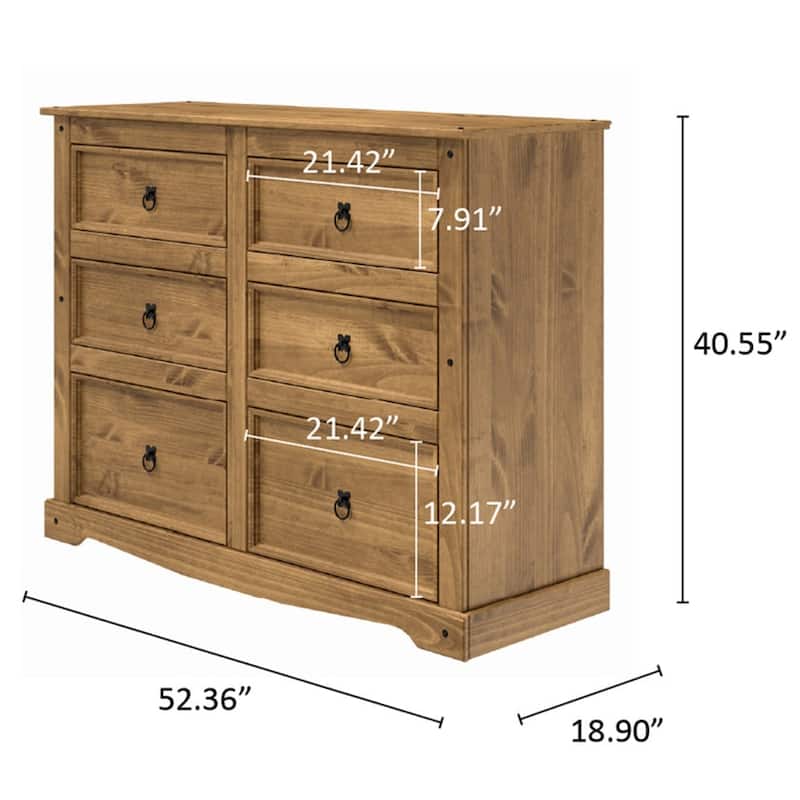 Wood Dresser 3+3 Drawers Chest Corona | Furniture Dash