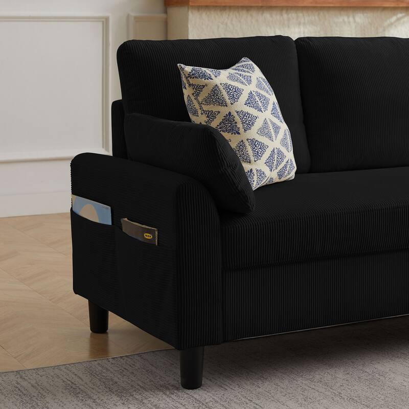 Modular Sectional Sofa Couch L Shaped With Chaise Storage Ottoman and Side Bags For Living Room