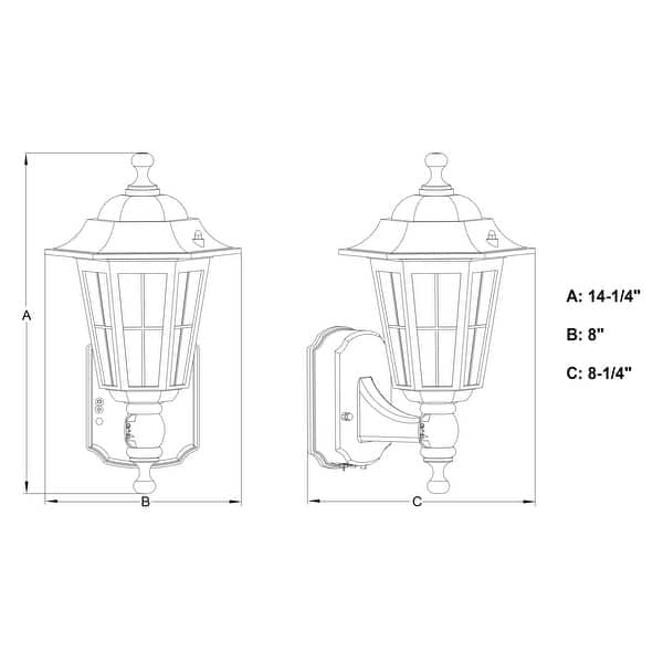 VAXCEL York Textured Pewter Motion Sensor Dusk to Dawn Traditional Outdoor Wall Light with Clear Glass