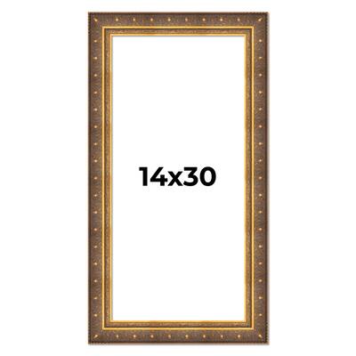 14x30 Frame Vintage Gold Solid Wood Picture Frame | 2.5 Inch Moulding