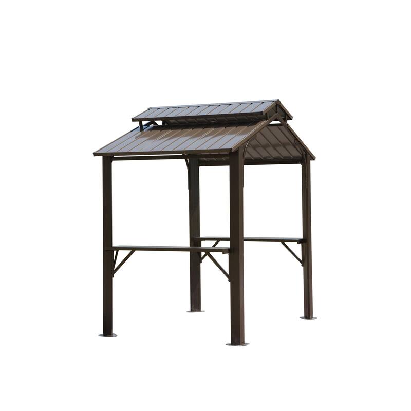 GDFStudio - Terry Outdoor BBQ Grill Gazebo with Hardtop Roof and Shelves, Aluminum Frame Patio Canopy