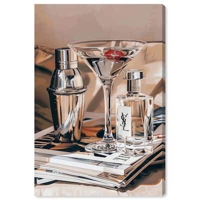 Martini Magazine Stack Canvas by Art Remedy, Gallery Wrapped