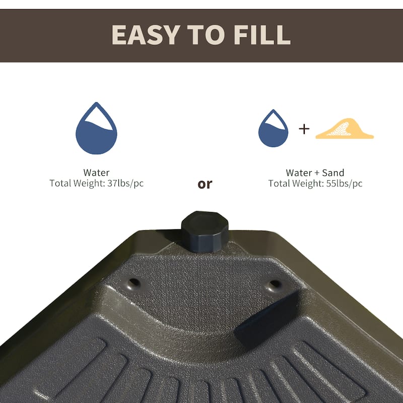 4-Piece Cantilever Patio Umbrella Base with Built-In Handles, Rugged Material, Max Capacity 220 lbs