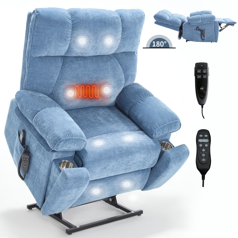 Power-Remote Lift Recliners with Hidden Cup Holders, Heat Massage
