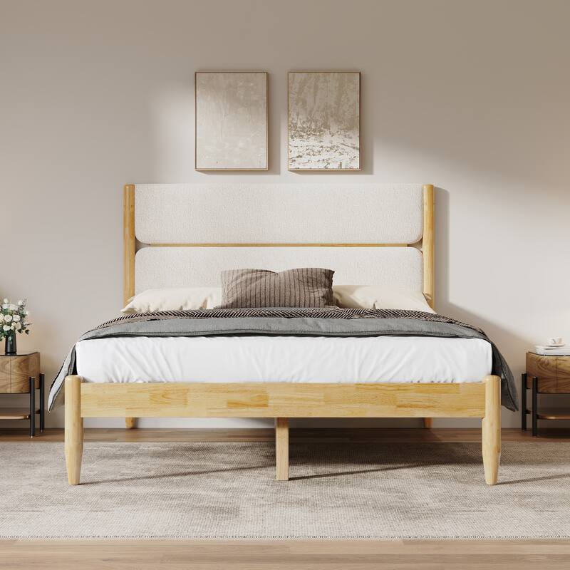 Christopher Knight Home - Marin Solid Rubber and Fleece Upholstered Bed Frame with Headboard