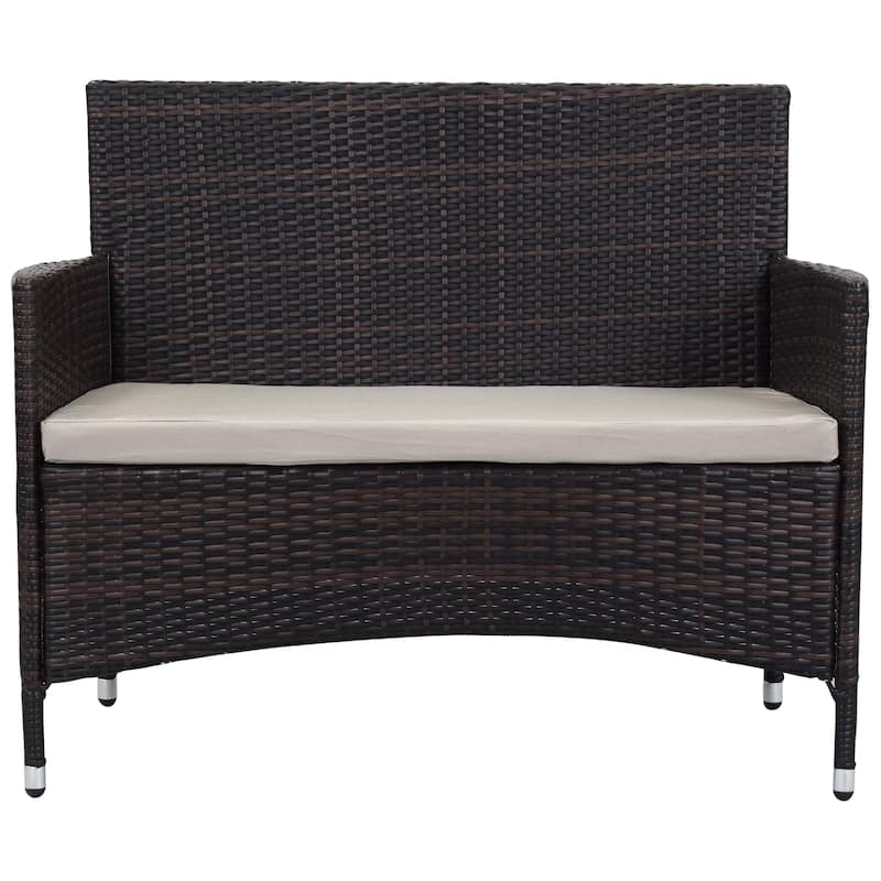 SAFAVIEH Outdoor Simka Brown/ Sand Patio Set (4-Piece) - 43W x 34D x 23H