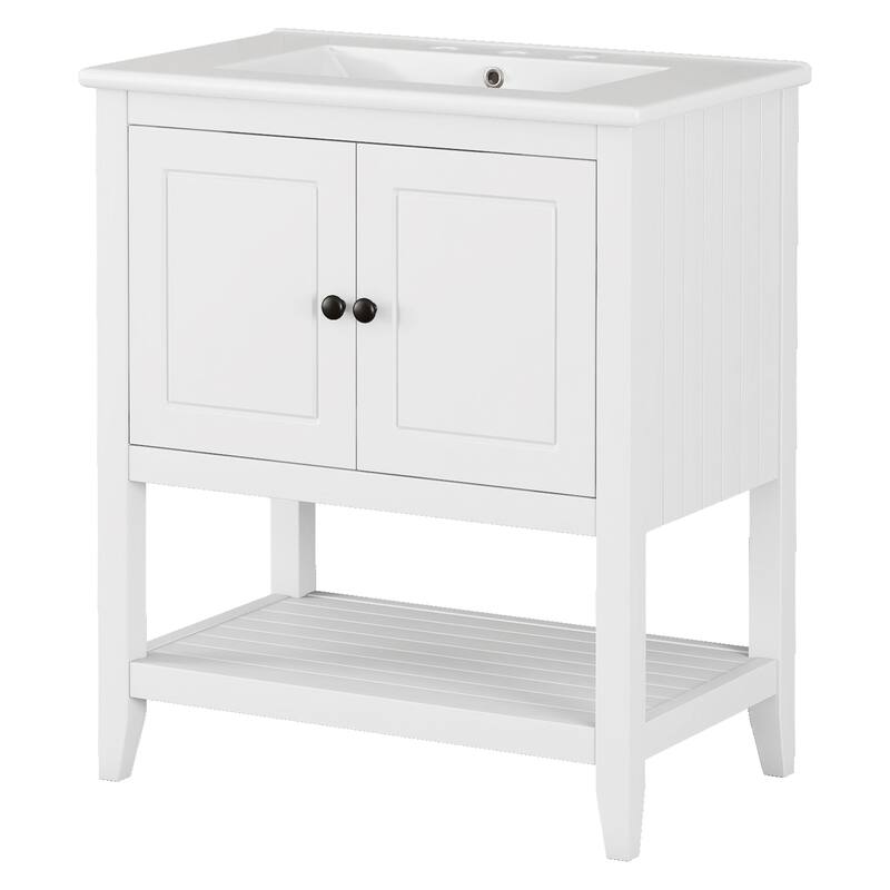 Bathroom Vanity with Sink, Bathroom Storage Cabinet with 2 Soft Closing Doors and Door Shelf, Bathroom Cabinet with Open Shelf