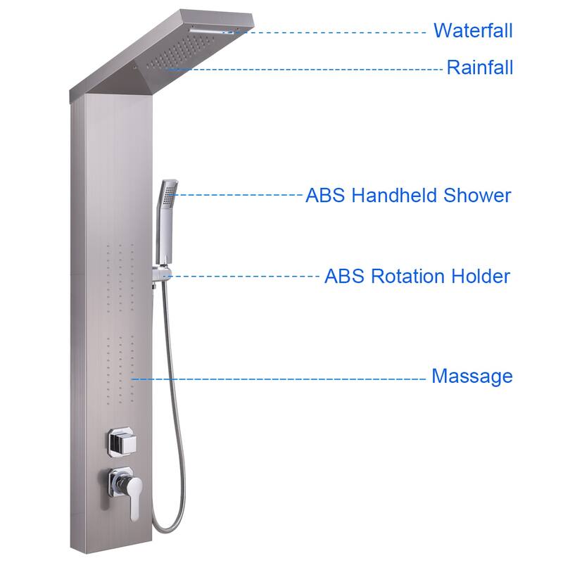 50 in. Shower Panel System and Body Jets in Brushed Nickel