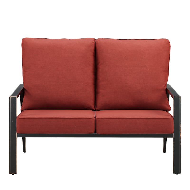 Black Aluminum Deep Seating Deep Seating Loveseat with Cushions