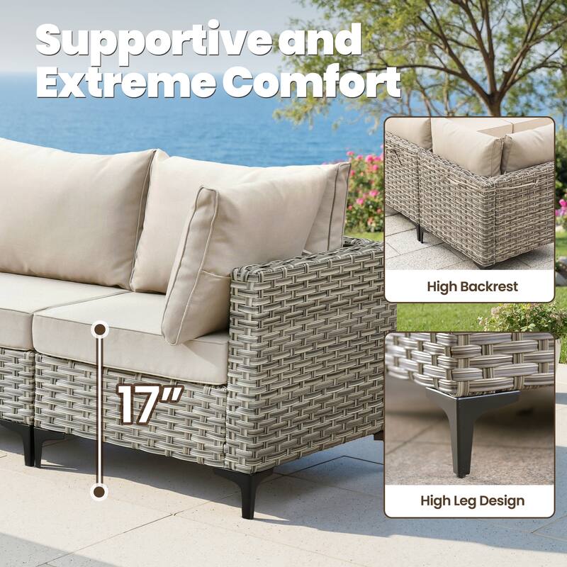 HOOOWOOO 8-piece Outdoor Wicker Sofa Set Patio Sectional Set