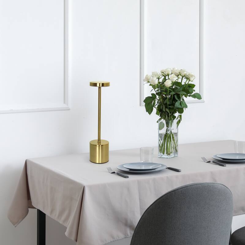 LED Lighted Mushroom Disc Touch Sensor Desk Lamp - 12.75" - Gold