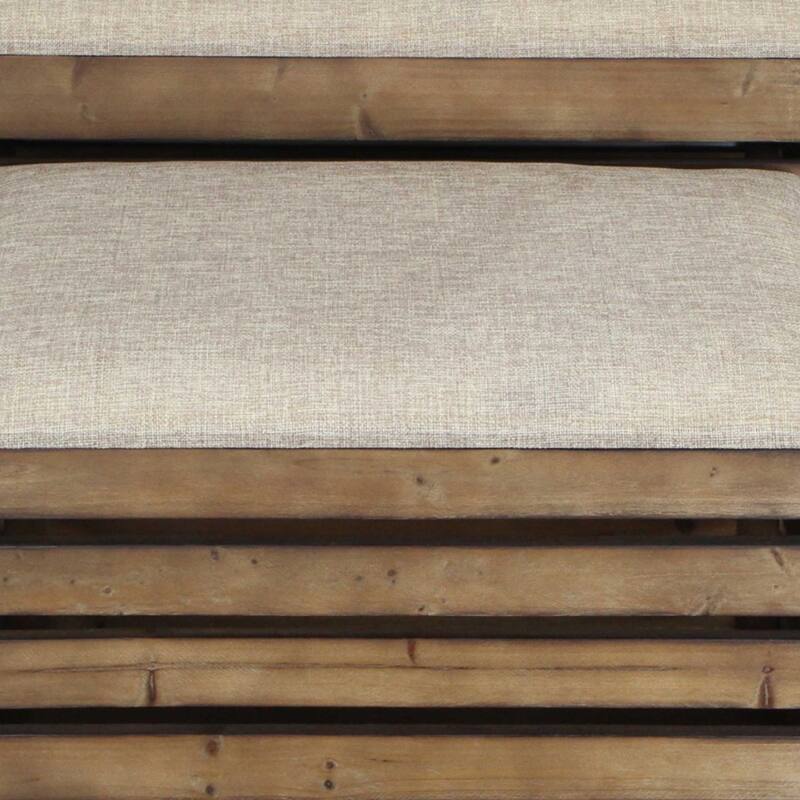 Wood Linen Upholstered Entryway Storage Benches Set with Flip Top - 14” D x 24” W x 17.5” H