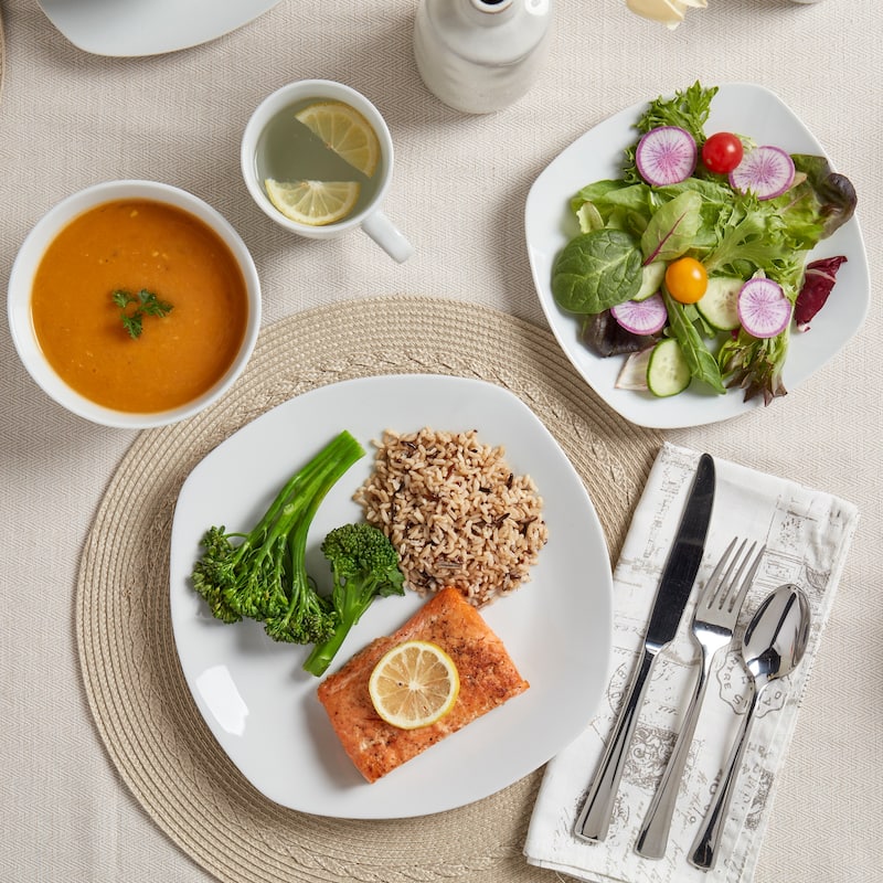 Logan 16pc Soft Square Porcelain Dinnerware Set