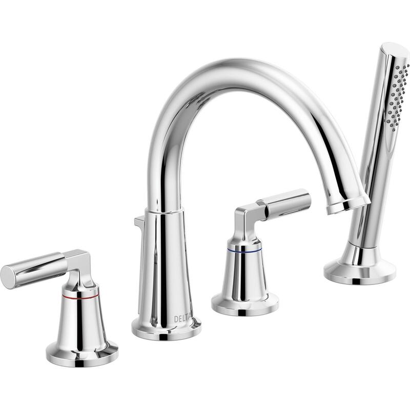 Delta Bowery Deck Mounted Roman Tub Filler with Built-In Diverter and - Chrome