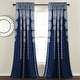 preview thumbnail 25 of 48, Lush Decor Stripe Medallion Room Darkening Curtain Panel Pair 52" W X 84" L - Navy & White