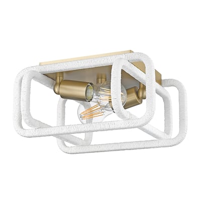 Camden 11.5" Wide 2-Light Flush Mount with Rattan Shade