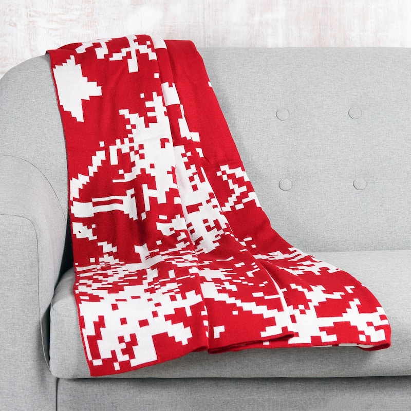 Novica Handmade Christmas Fantasy In Poppy Reversible Knit Throw