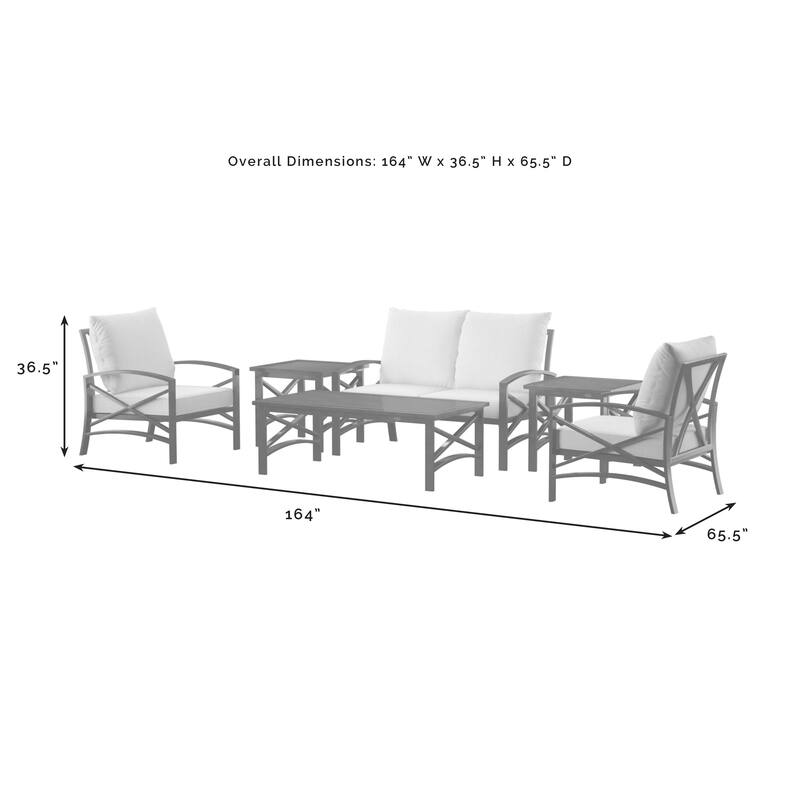 Crosley Kaplan 6 Pc Outdoor Loveseat Patio Furniture Set - 164"W x 65.5"D x 36.5"H