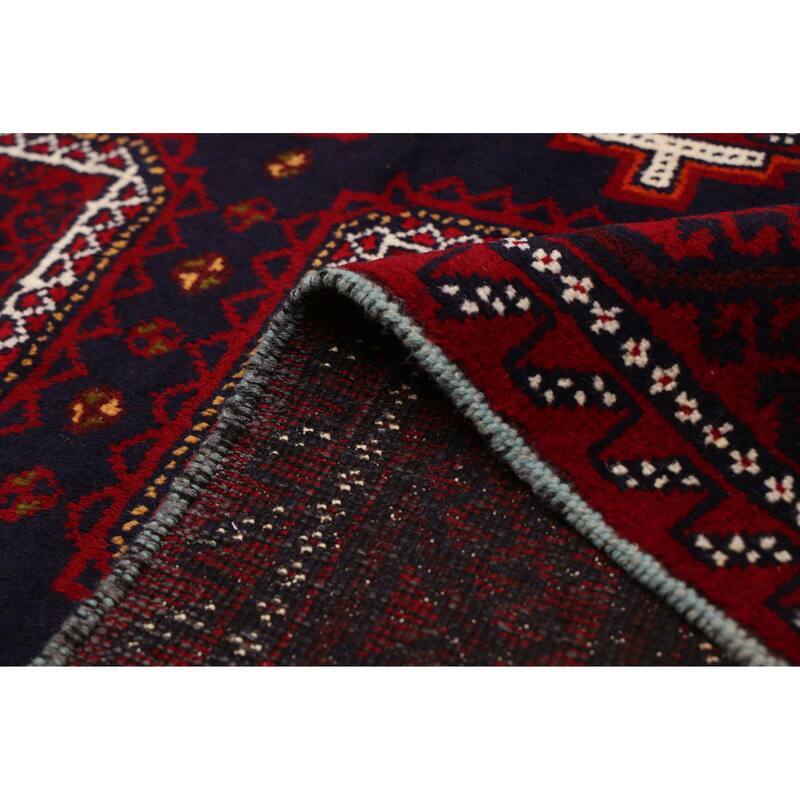 ECARPETGALLERY Hand-knotted Teimani Dark Navy, Red Wool Rug - 3'3 x 6'4