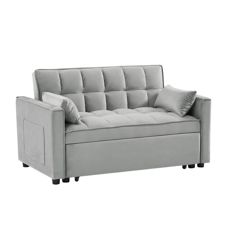 Modern 3-in-1 Convertible Velvet Loveseat Futon Sofa Bed with Recliner&Pull-Out Sleeper