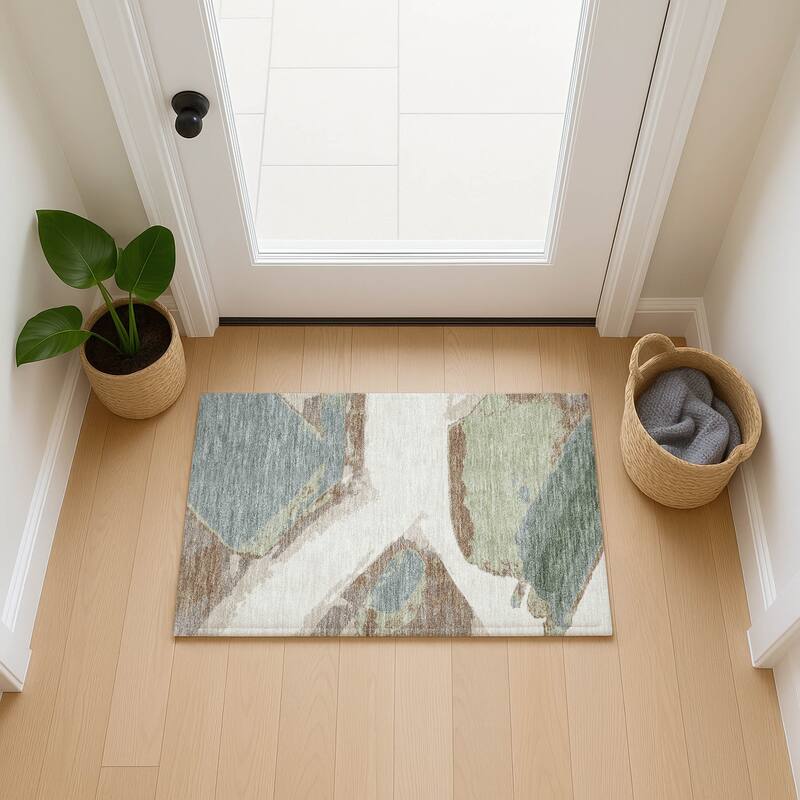 Machine Washable Indoor/ Outdoor Modern Cheney Chantille Rug