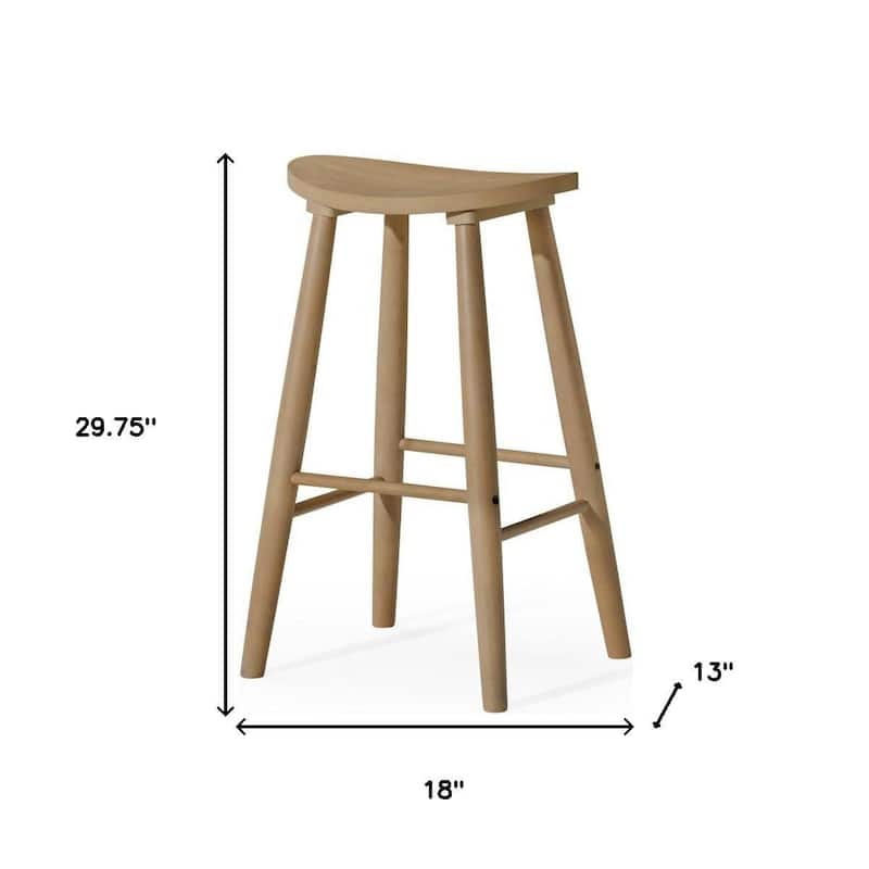 HomeRoots 30" Natural Solid Wood Backless Bar Height Bar Chair