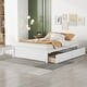 preview thumbnail 4 of 15, Simple Platform Bed Full Size Wood Bed Frame with Twin Trundle and 2 Drawers Suit for Kids Bedroom, No Box Spring Needed White
