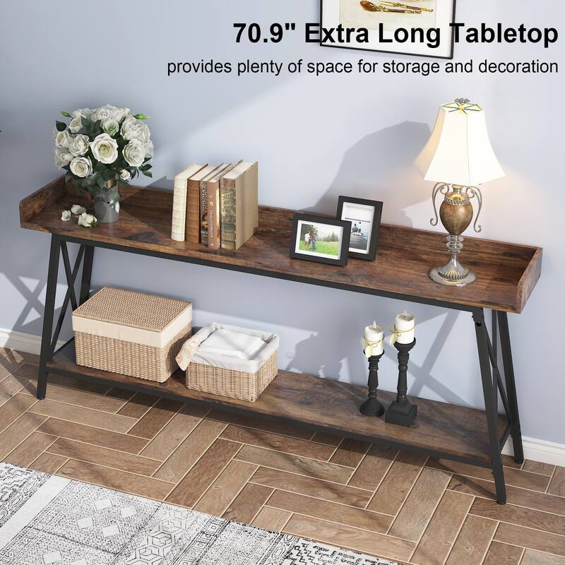 Extra Long Rustic Console Table with Shelf Bed Bath & Beyond 40752301