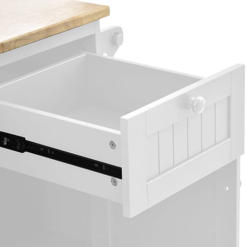 Rolling Kitchen Island with Storage Cabinet Solid Woodne Desktop, Microwave Cabinet, Floor Standing Server Sideboard for Kitchen