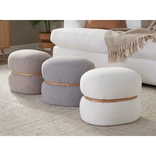 Carson Carrington Lena Pouf Ottoman with Natural Wood Accent