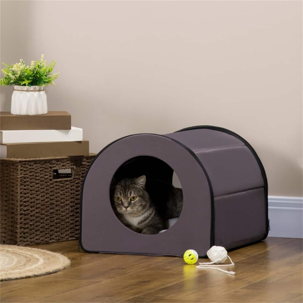 Cozy Heated Indoor Cat House with Dual Exits for Warmth and Safety - 21.25"L x 15.75"W x 13.5"H