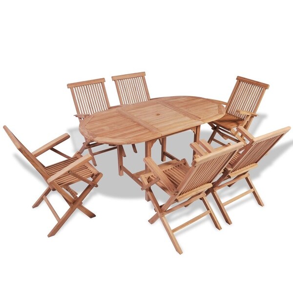 vidaXL B-ware 7 Piece Outdoor Dining Set Solid Teak ...