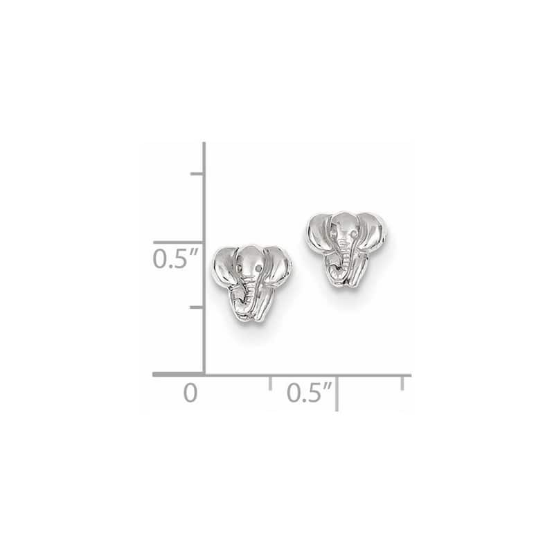 Curata 14k White Gold Elephant Earrings - 7x8mm
