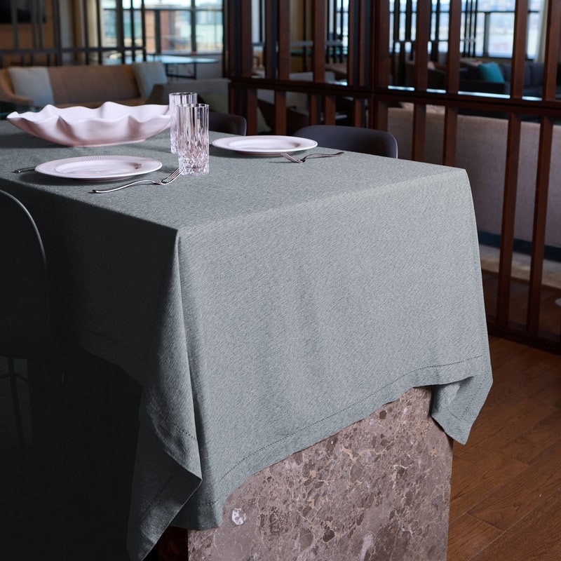 Brittany Hemstitch Woven Cotton Rich Tablecloth - 60"x102" - Grey