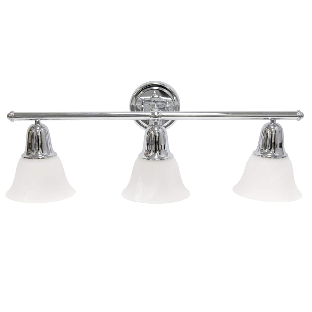 3-Light Vanity Light Fixture - Metal & White Glass Shade - Bathroom Uplight Downlight - Hallway Entryway - 9.7