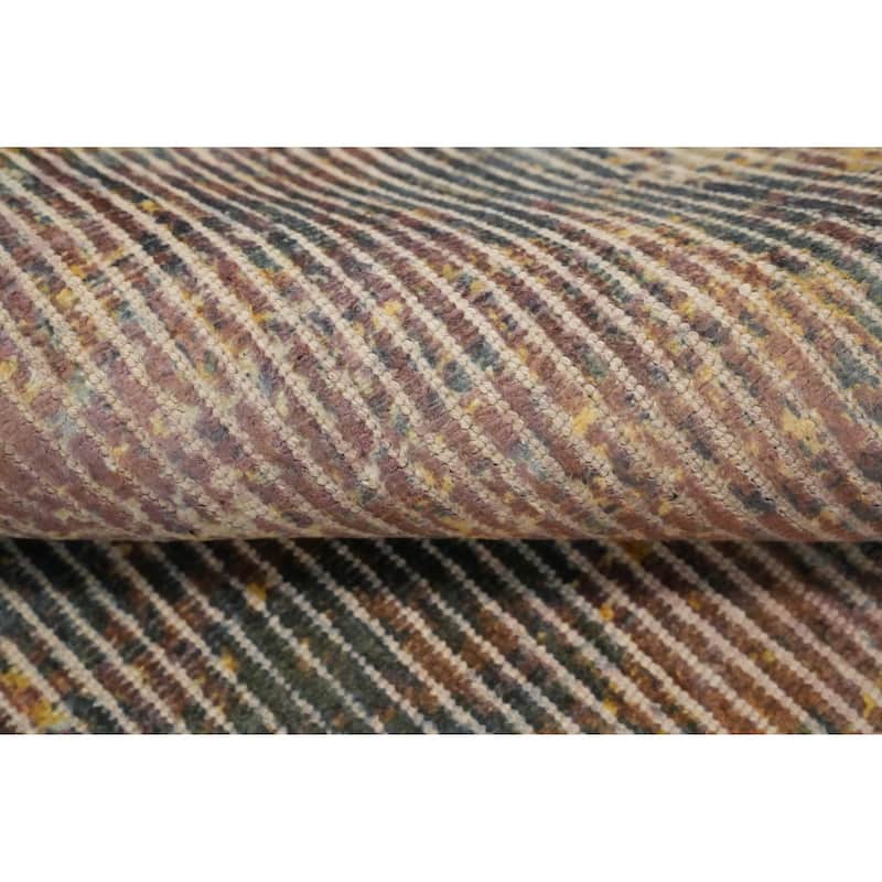 Hand Knotted Oriental Viscose Silk Carpet Modern All-Over Multi-Colored Abstract Area Rug - 7' 6'' X 5' 4''