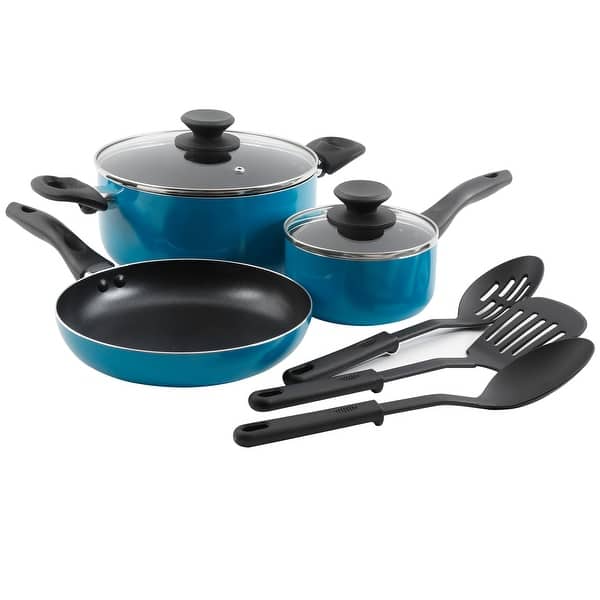 slide 1 of 5, Gibson Palmer 8pc Cookware Set in Turquoise