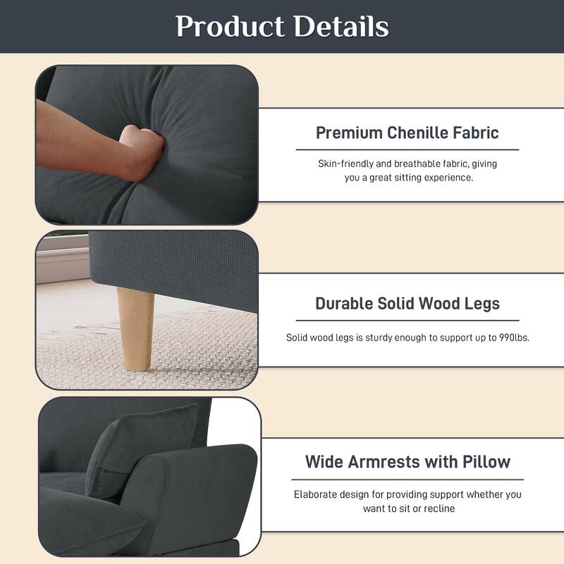 Modern U-Shaped Sectional Sofa Couch with Ottoman Chaise for Living Room