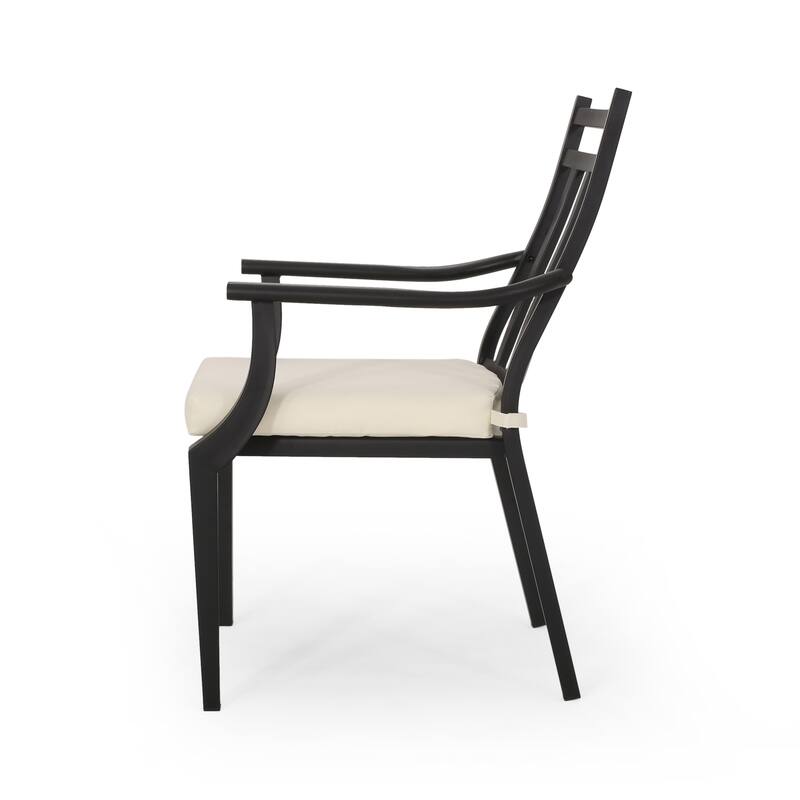 Outdoor 2 Piece Wooden Open Slat Dining Chairs with Cushions and Curved Backrest for Dining Room Kitchen Bedroom Living Room