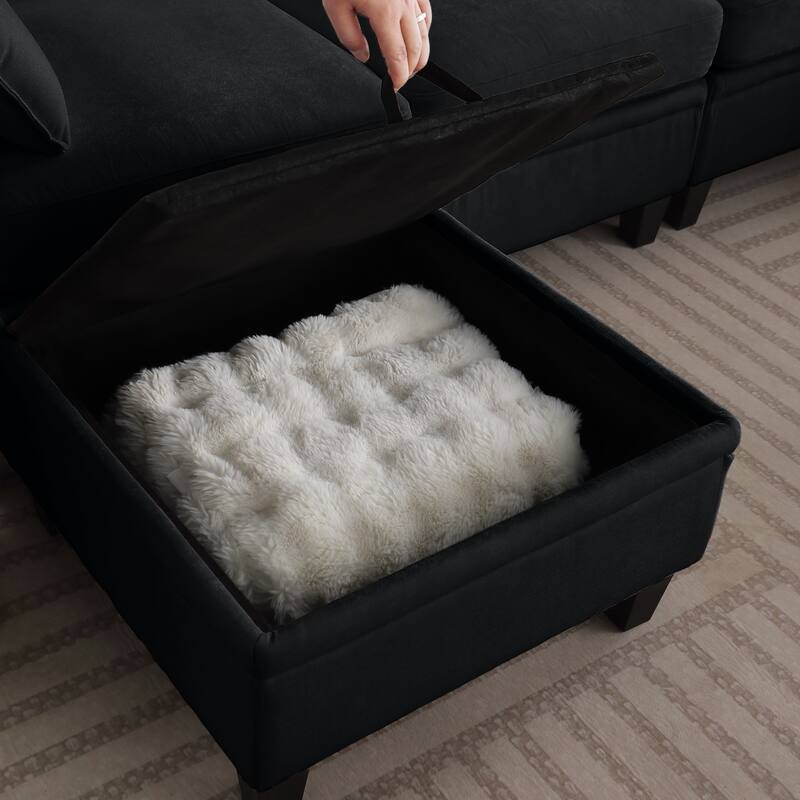 109.4" Chenille Sectional Sofa with Two Ottomans