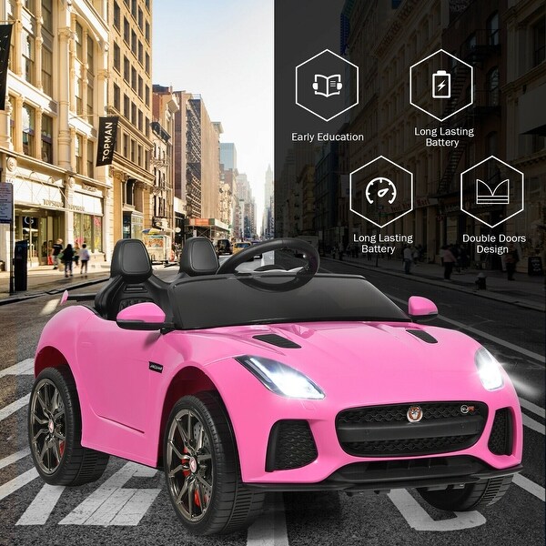 12V Jaguar F-Type SVR Licensed Kids Ride On Car-Pink - 42.5