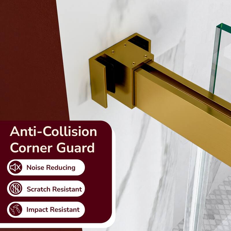 GDFStudio - Modern Minimalist Frameless Double Sliding Shower Door with 3/8" SGCC Tempered Glass & Stainless Steel Hardware