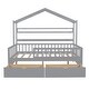 preview thumbnail 10 of 33, Wooden Full Size House Bed with 2 Drawers,Kids Bed with Storage Shelf, Gray